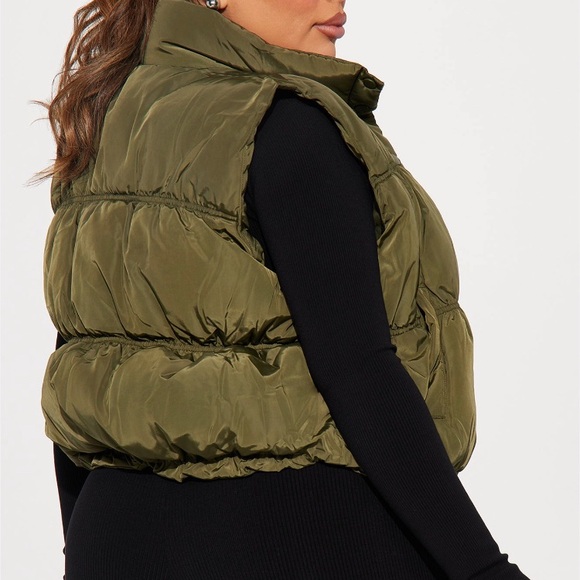 Olive Green Puffer Vest - Picture 2 of 2